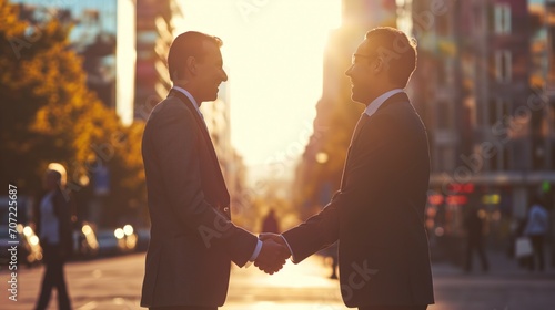Smooth Focus,Businessmen shaking hands with the company's business consultants to agree on a contract of employment because the investment advisor has been successful photo
