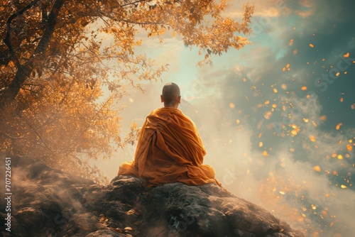 The art of Buddha, monks, meditation, peace and calm.