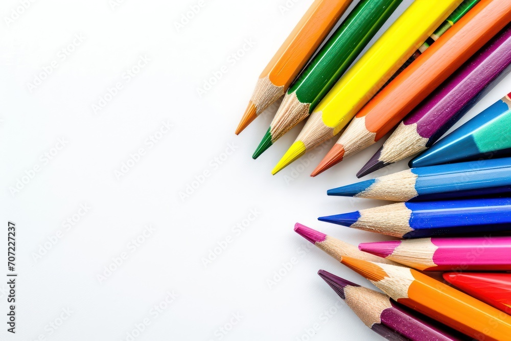 Arrangement of colored pencils isolated on white background Arrangement of colored pencils isolated on white background