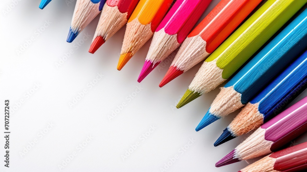 Fototapeta premium Arrangement of colored pencils isolated on white background