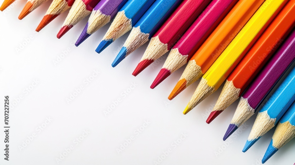 Arrangement of colored pencils isolated on white background Arrangement of colored pencils isolated on white background