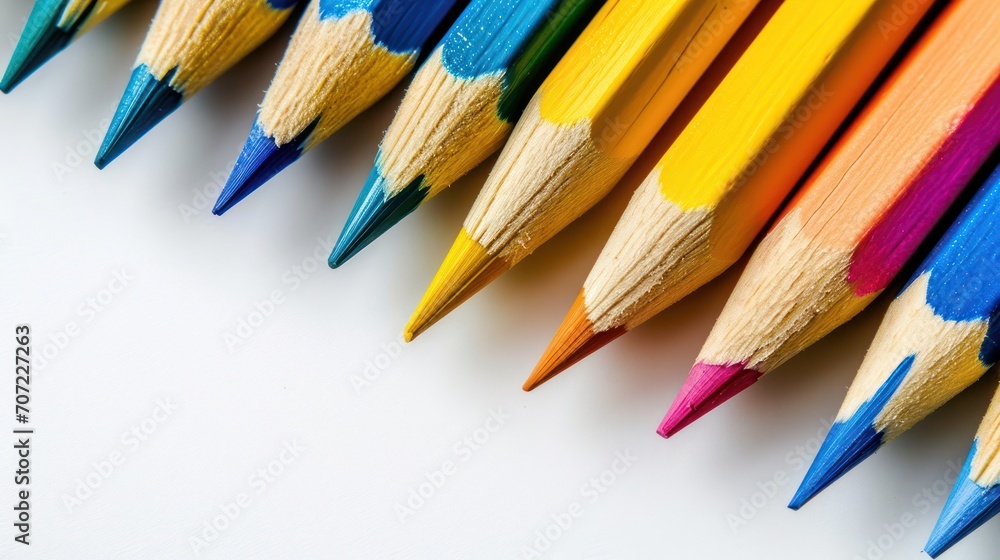 Arrangement of colored pencils isolated on white background Arrangement of colored pencils isolated on white background