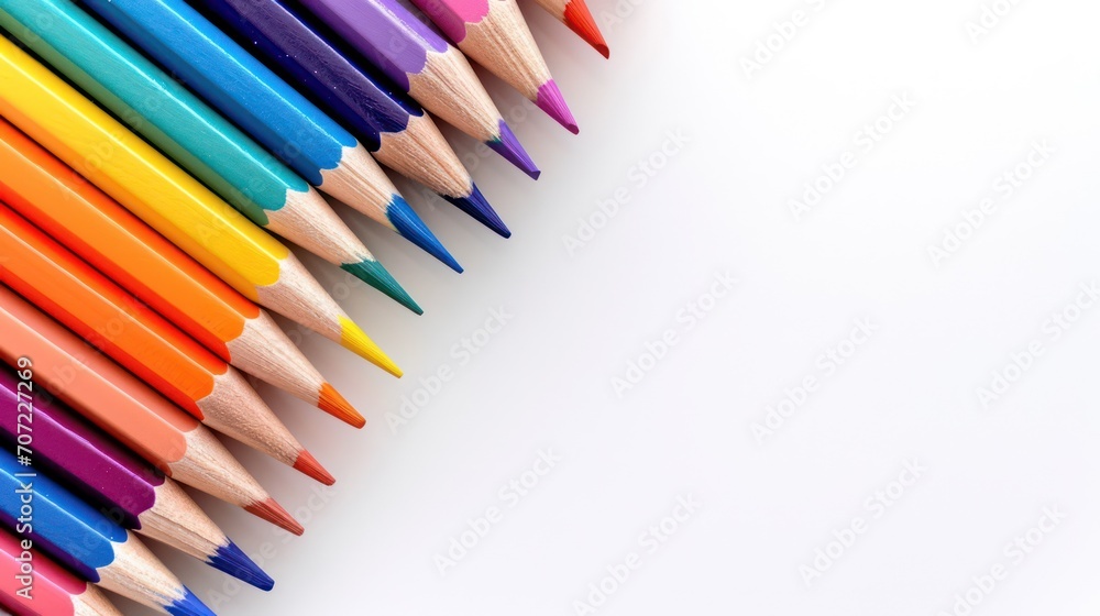 Arrangement of colored pencils isolated on white background Arrangement of colored pencils isolated on white background