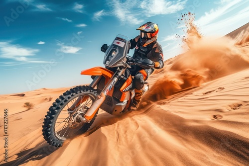 ktm bike rider in desert wide angle lens © Jang