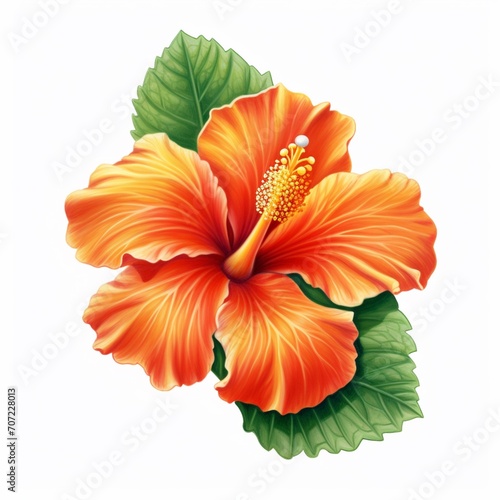 Wallpaper Mural Beautiful orange tropical hibiscus flower white background AI Generated art Torontodigital.ca