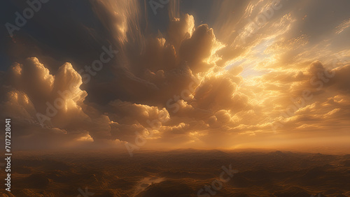 Heavenly sky beautiful golden illuminatedsky photo