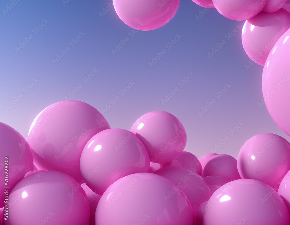 Abstract pink bubbles or beads, 3d rendering