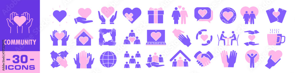Fototapeta premium Community icon set. Flat style.