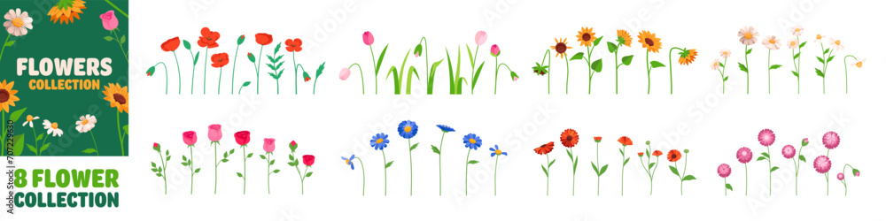 Flowers icon. Flowers collection. Flat style.