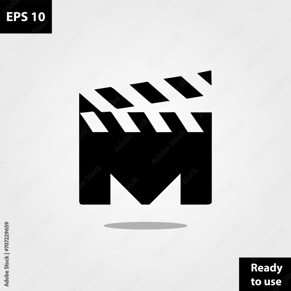 Letter M Movie clapboard logo company vector template design ready to use easy for edit