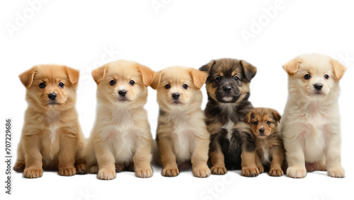 Many different puppies isolated on a white background set