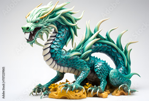 Water dragon statue decoration for table display, symbolizing strength and serenity. Perfect for home decor, cultural, and feng shui themes