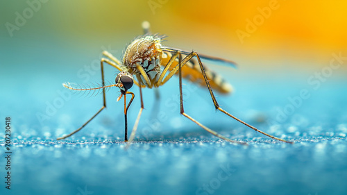 macro photo Mosquito, carrier of dengue fever, Zika virus