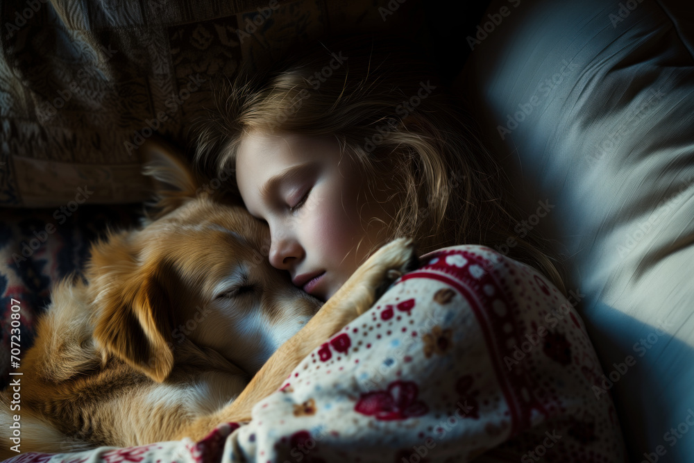 Young girl in hug with a puppet, sleeping
Young girl in hug with a puppet, sleeping