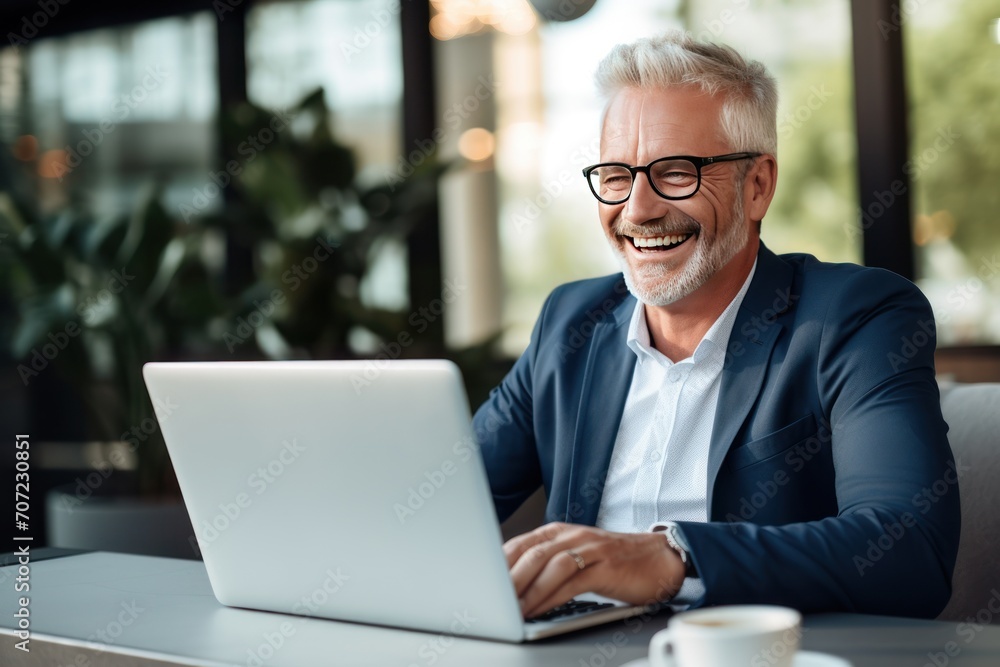 senior businessman using laptop