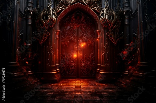 Transcendent Magical doors. Forest gate dream. Generate Ai