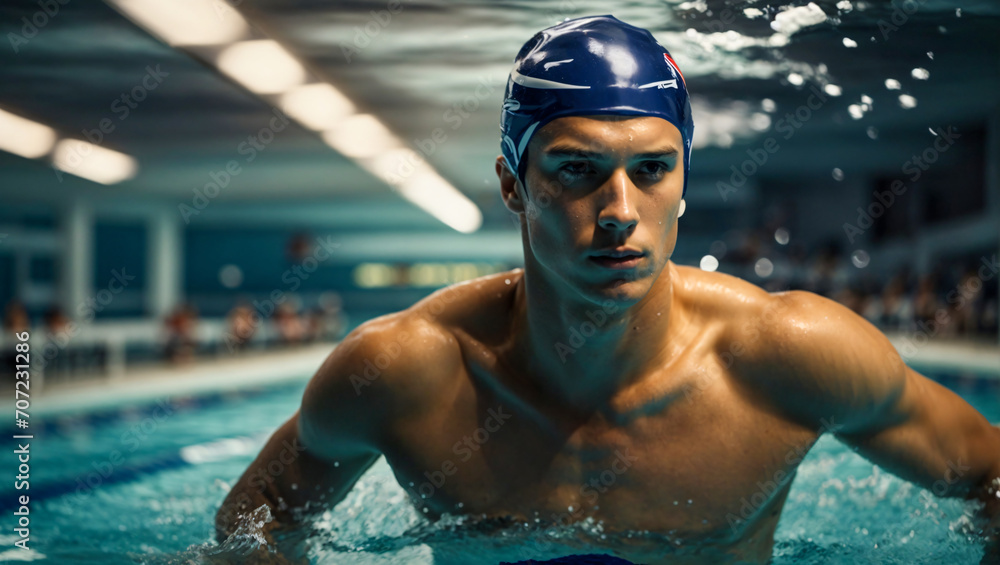 male swimmer in swimming pool