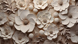 Paper flowers background. Floral pattern made of paper. 3d rendering