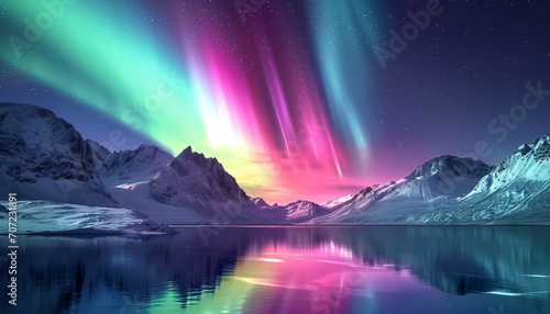 Aurora Borealis, Abstract Night Sky Polar Background Illustration, Aurora Borealis in starry polar sky, illustration © mh.desing
