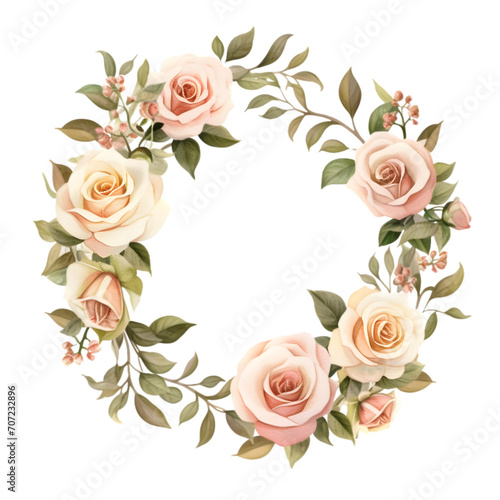 Vintage Rose Wreath Watercolor Clipart, Classic Rose Illustration, Valentine Rose PNG 