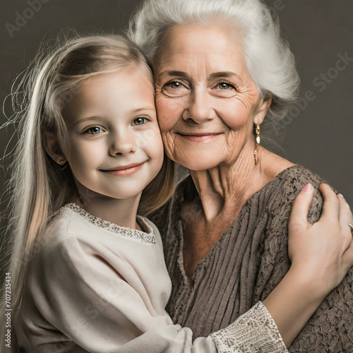 Wnuczka przytulająca się do swojej babci. Dzień babci