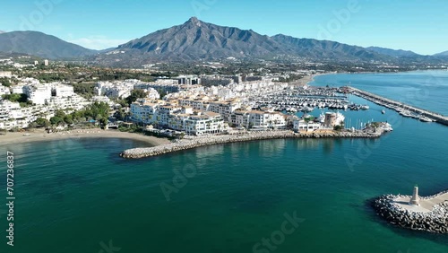 bonita vista aérea de puerto banús en la provincia de Málaga, España	 photo