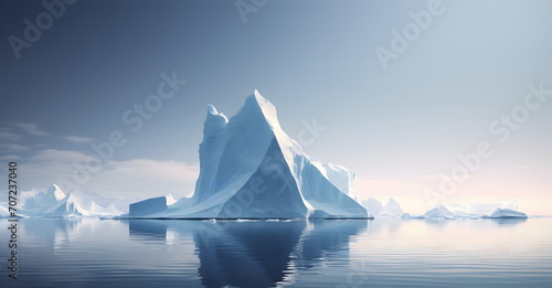 Icebergs floating in the sea at the arctic sunset, Antarctica or Greenland mood © PetrovMedia