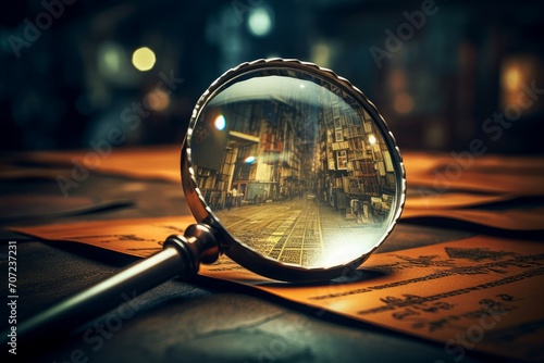 Magnifying glass wooden. Hand tool. Generate Ai