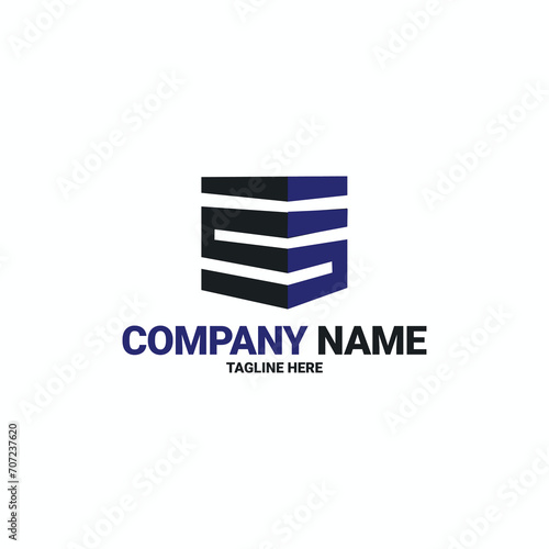 Building logo design. Blue logo illustration template