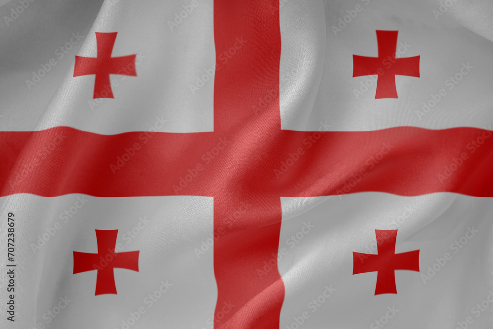 Georgia waving flag close up fabric texture background Georgia waving flag close up fabric texture background