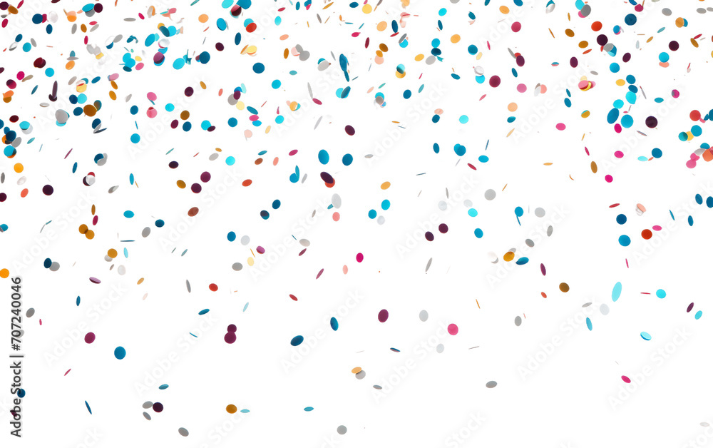 Joyful Confetti Rain for New Year's Festivities Isolated Isolated on Transparent Background PNG.