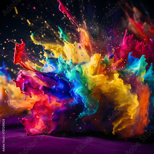 Vibrant splashes of colors blending together, creating a lively and artistic backdrop for any product © thisisforyou