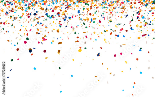 oyful Confetti Rain for New Year's Festivities on Isolation Isolated on Transparent Background PNG. photo