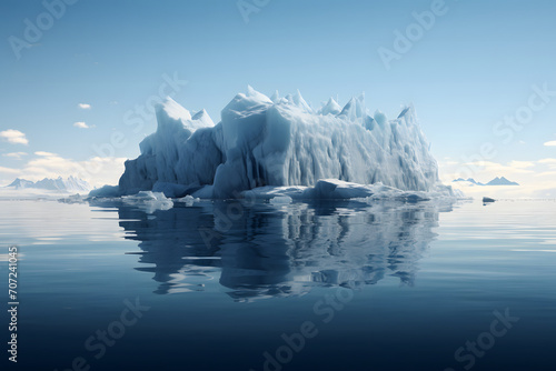 icebergs in the icy arctic sea