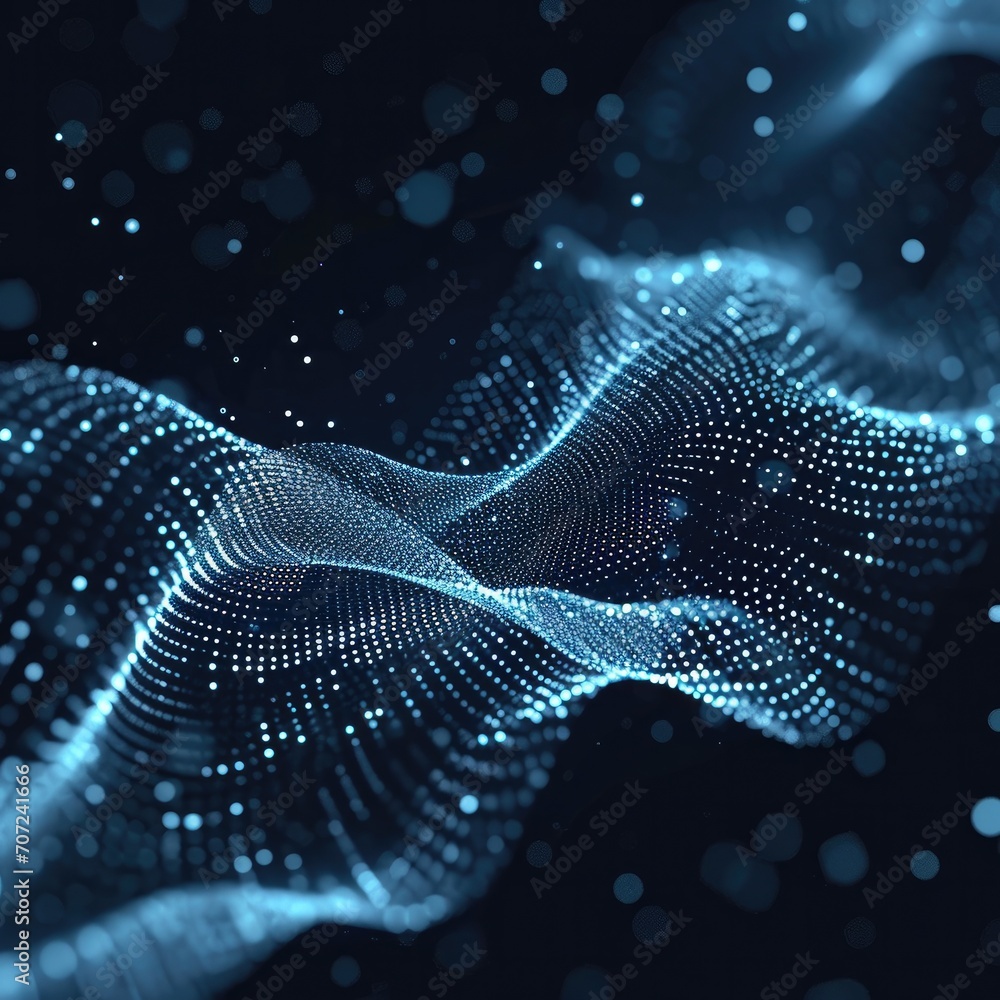 Abstract wave moving dots flow particle Abstract wave moving dots flow particle