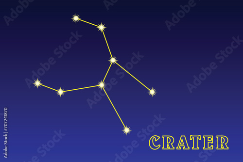 Constellation Crater. Constellation Chalice. Illustration of the constellation Crater. A small constellation in the southern celestial hemisphere. The constellation depicts a cup that is associated wi © Butterfly2023