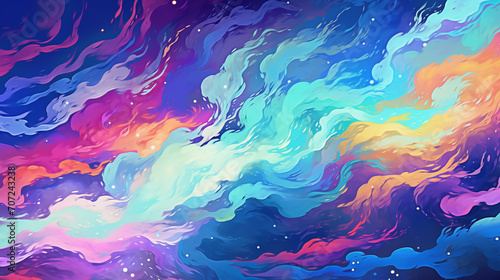 Hand drawn cartoon beautiful colorful cloud illustration background material 