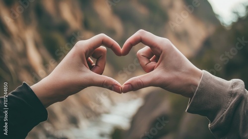 couple's hands coming together to form a heart shape.