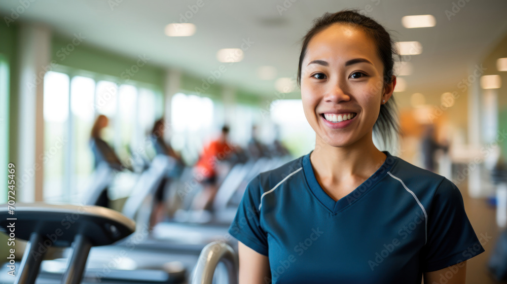 Radiant physical therapist portrait conveying support in modern rehab setting Radiant physical therapist portrait conveying support in modern rehab setting