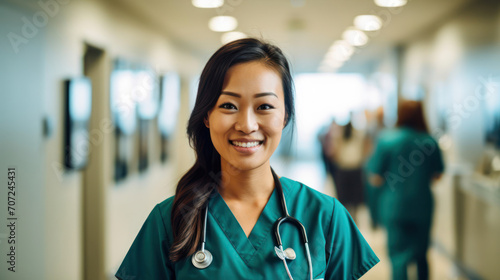 Portrait of a compassionate nurse in a hospital symbolizing dedication to care