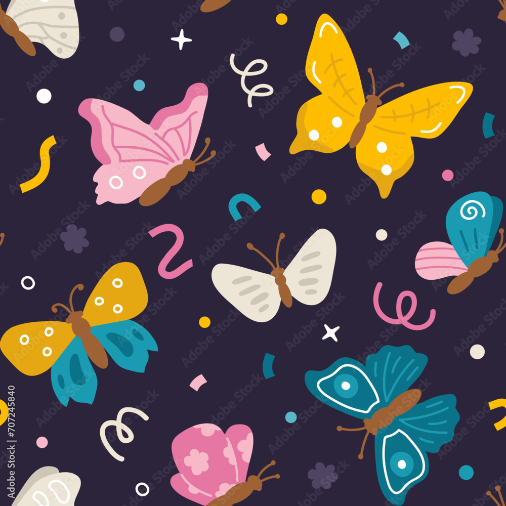 Vector seamless background pattern with butterflies for surface pattern design Vector seamless background pattern with butterflies for surface pattern design