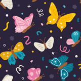 Vector seamless background pattern with butterflies for surface pattern design 