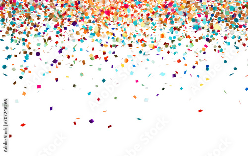 New Year Festivity: Multicolored Confetti Explosion Isolated on Transparent Background PNG. photo