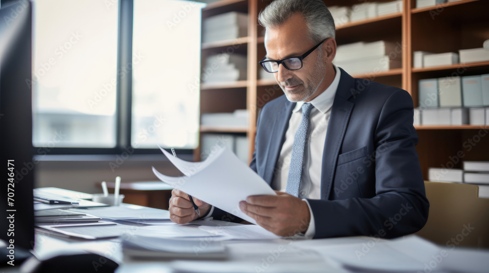 Diligent tax lawyer in office committed to precise financial legal review Diligent tax lawyer in office committed to precise financial legal review
