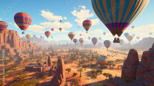 Vibrant Hot Air Balloon Adventure in the Desert