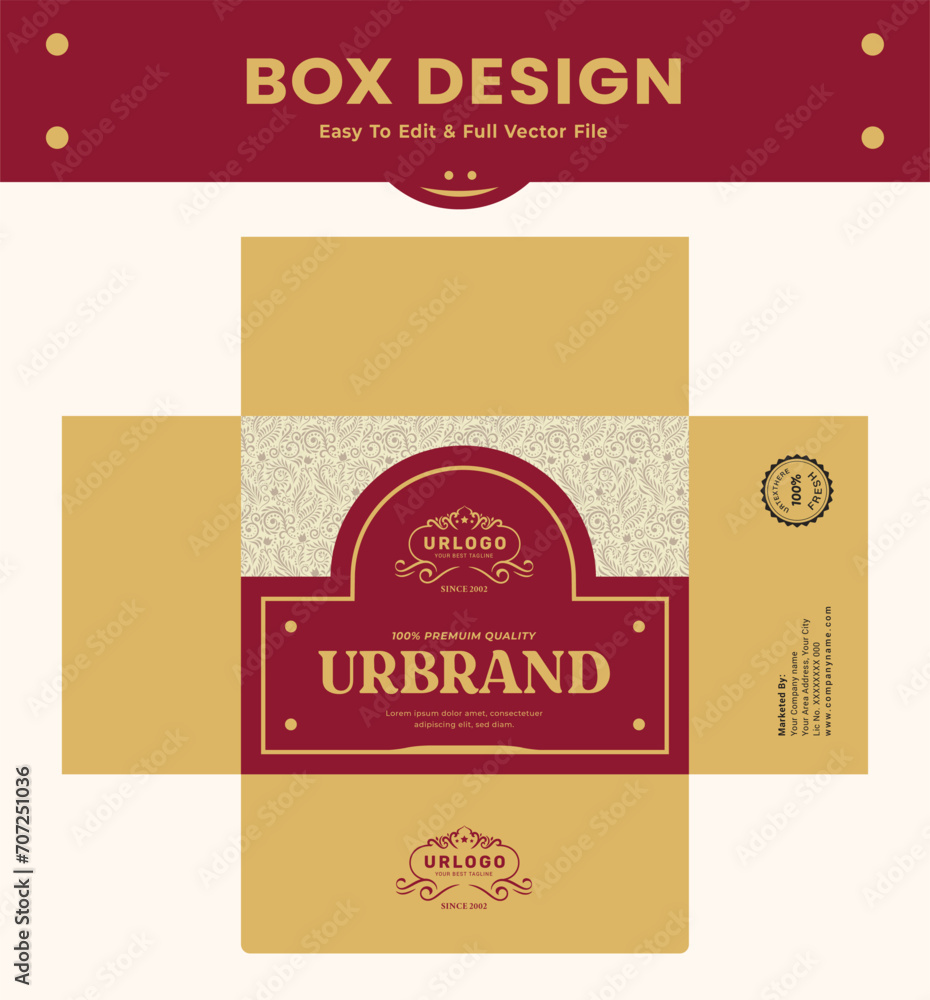 Sweet box design, packaging box label, sweet bakery food box gift pack branding.