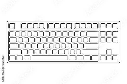 Gaming keyboard top view isolated on Background vector illustration eps