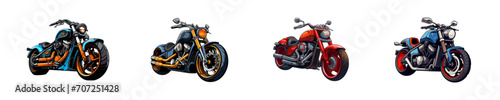Cartoon motorcycle set. Vector illustration