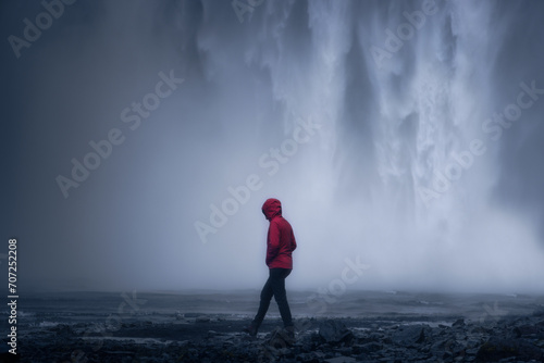Person in Front of Waterfall Iceland