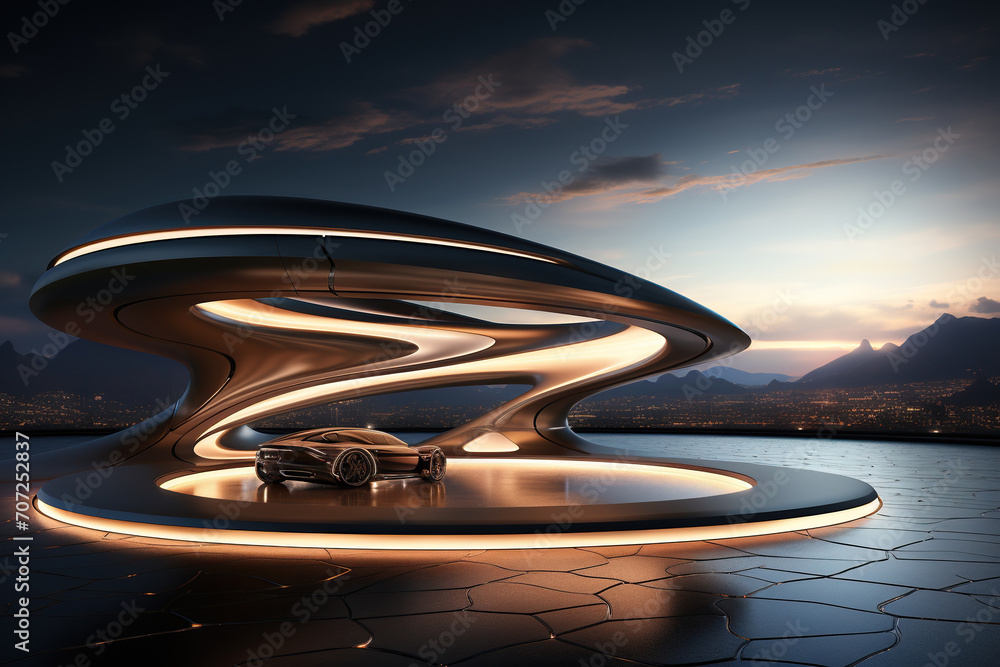 Futuristic architecture with fluid design, organic shapes and curved ...